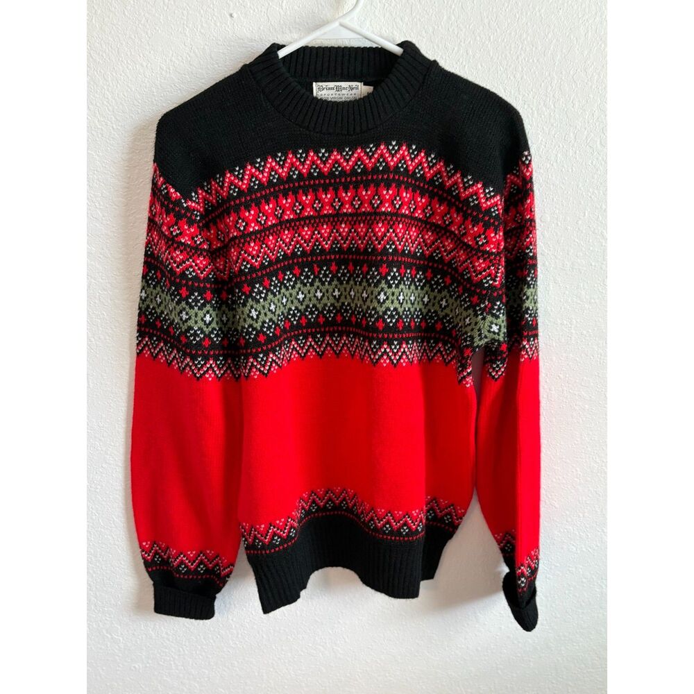 Classic Fair Isle Women's Sweater - Red & Black